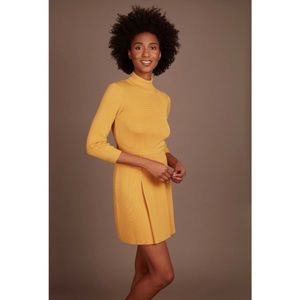 Tuckernuck Mustard Yellow Knit Turtleneck Long-Sleeve Dress